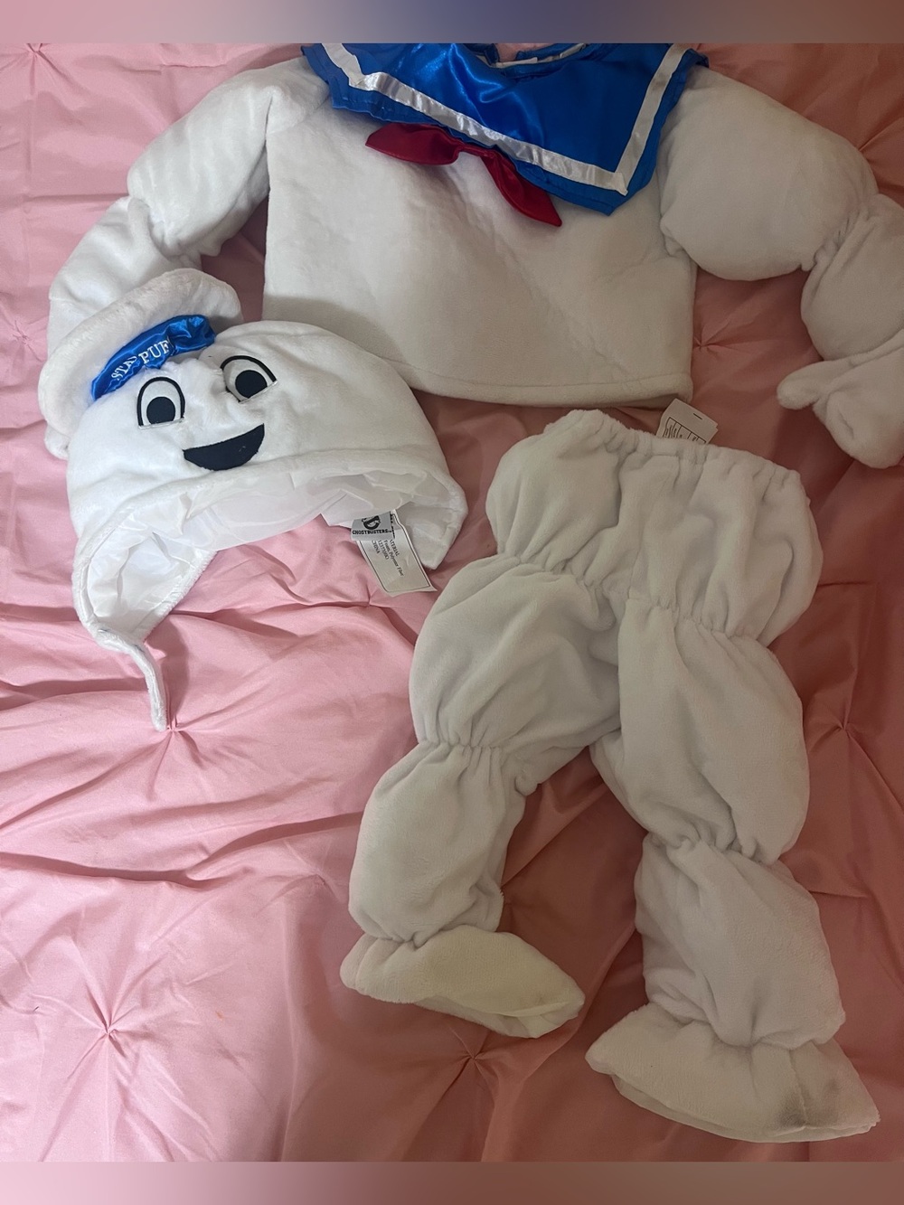 Kids Stay Puft Marshmallow Man Costume One-Piece - White & Blue
